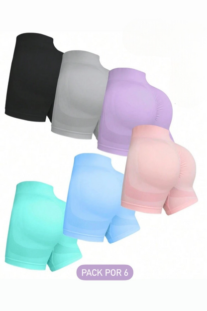 Pack Por 6 Shorts Básico Push Up Unicolor