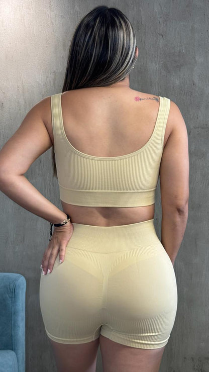 Set Top + Short Push Up Rib Americano